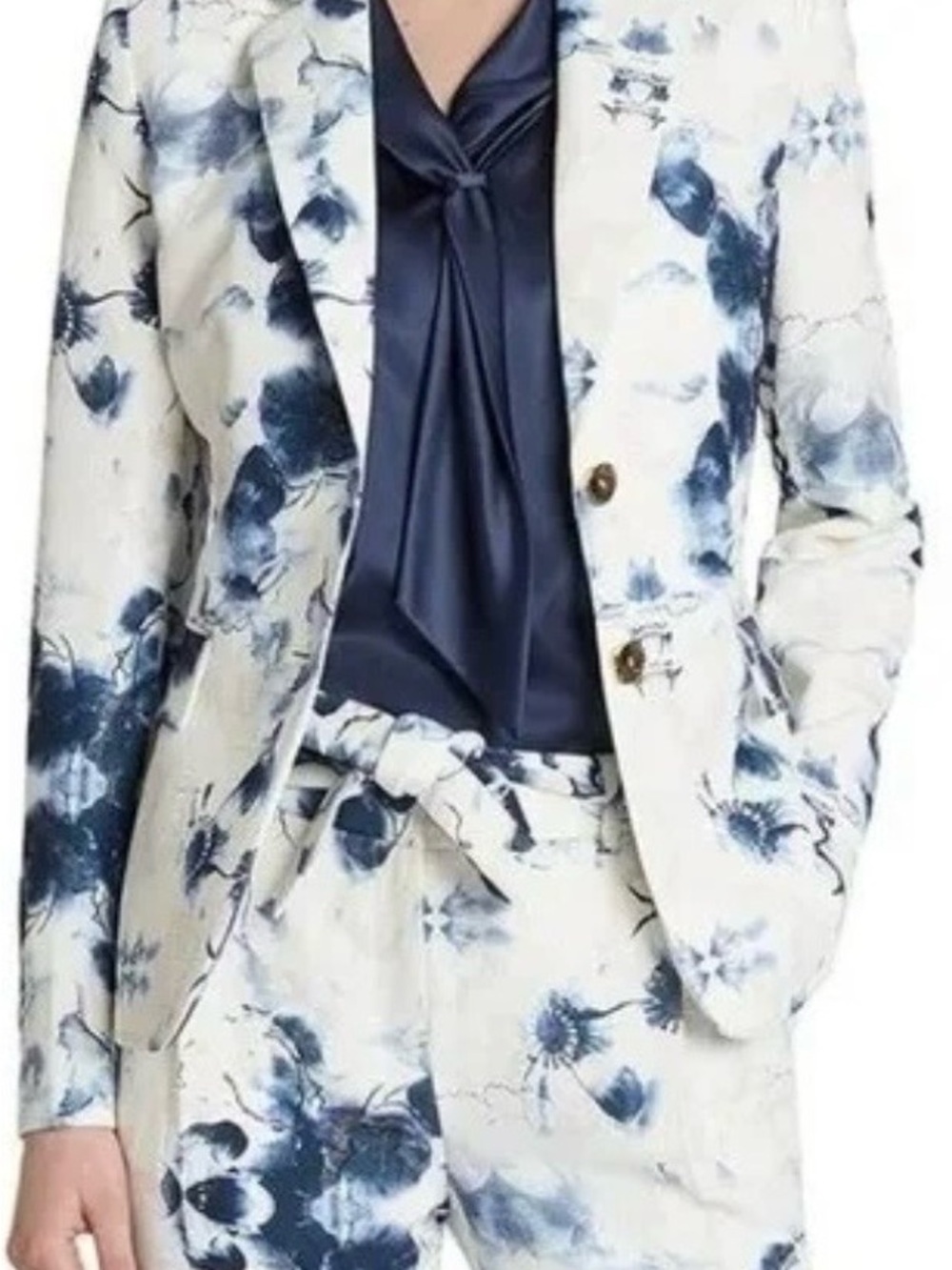 New Tahari ASL Metallic Jacquard Blazer and Pants Suit Set
